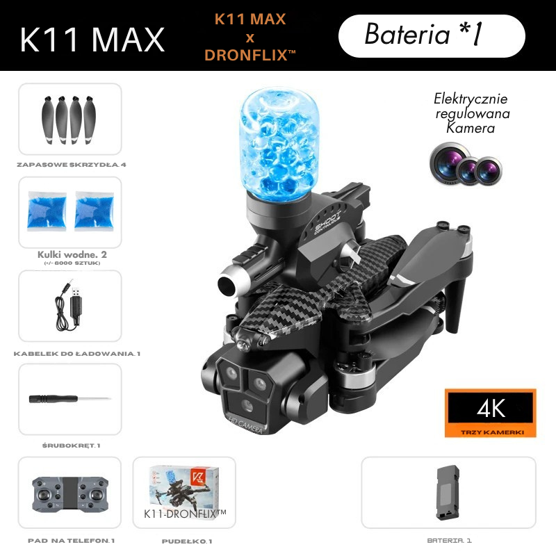 DRONFLIX™ K11 MAX - STRZELAJĄCY DRON Z PILOTEM + KAMERĄ