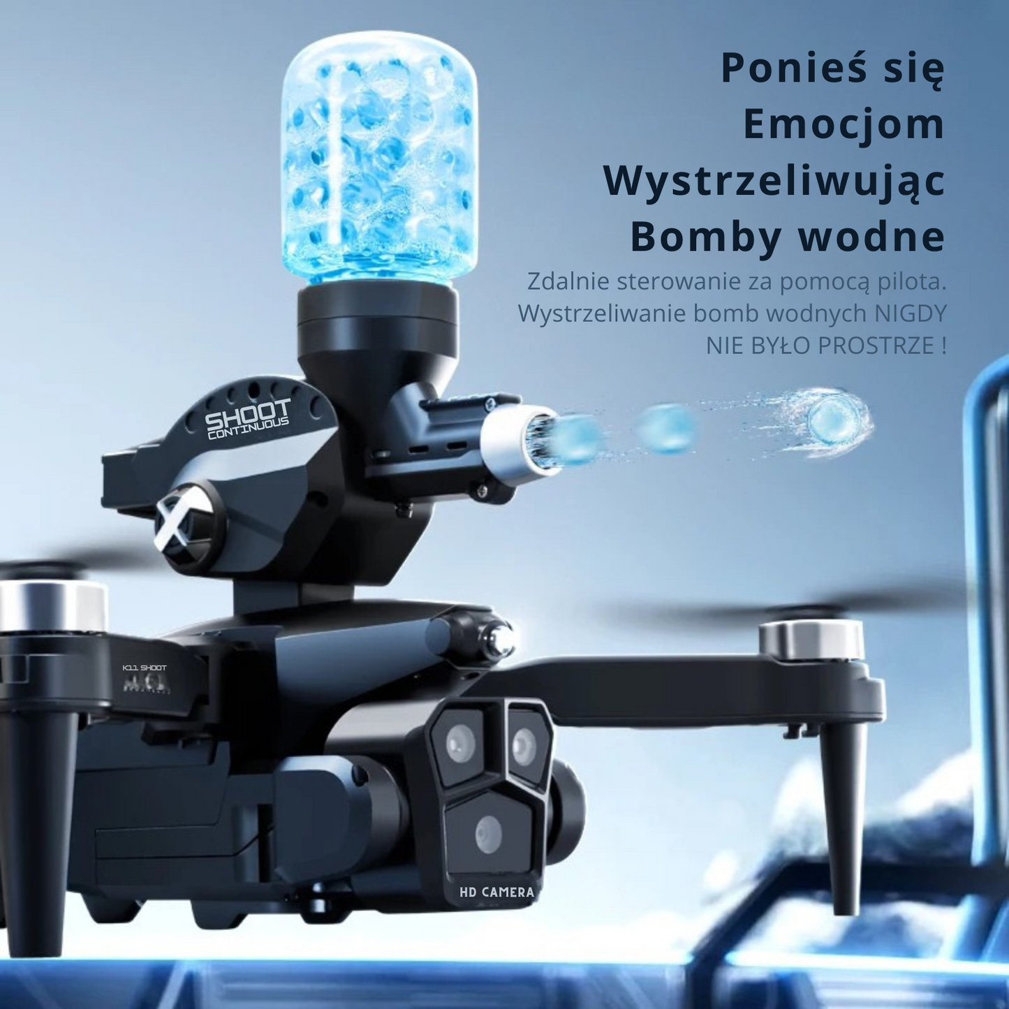 DRONFLIX™ K11 MAX - STRZELAJĄCY DRON Z PILOTEM + KAMERĄ