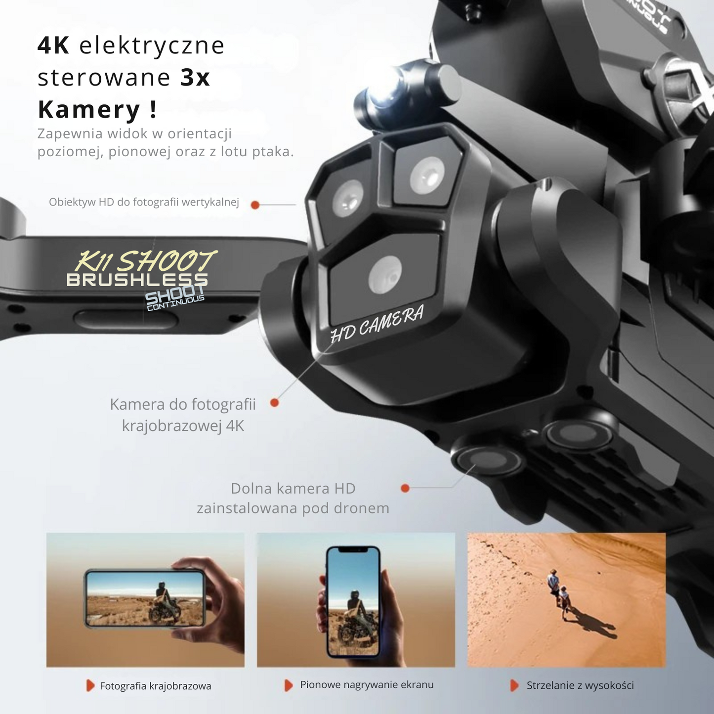 DRONFLIX™ K11 MAX - STRZELAJĄCY DRON Z PILOTEM + KAMERĄ